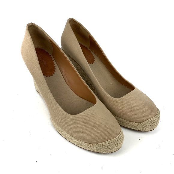 J. Crew Shoes - JCrew Seville Espadrille Beige Canvas Wedges Sz 10